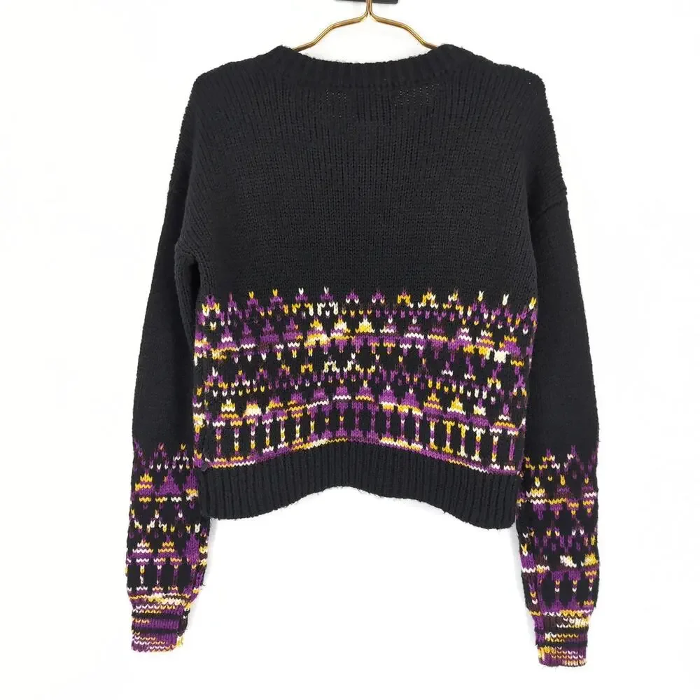 Scotch & Soda La Bande Maison Black Purple Fair Isle Wool Blend Sweater - Size S - Picture 3 of 14